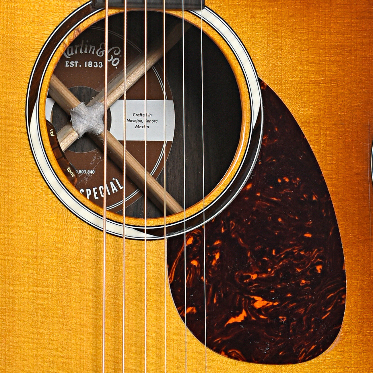 Soundhole of Martin SC-13E Sunburst
