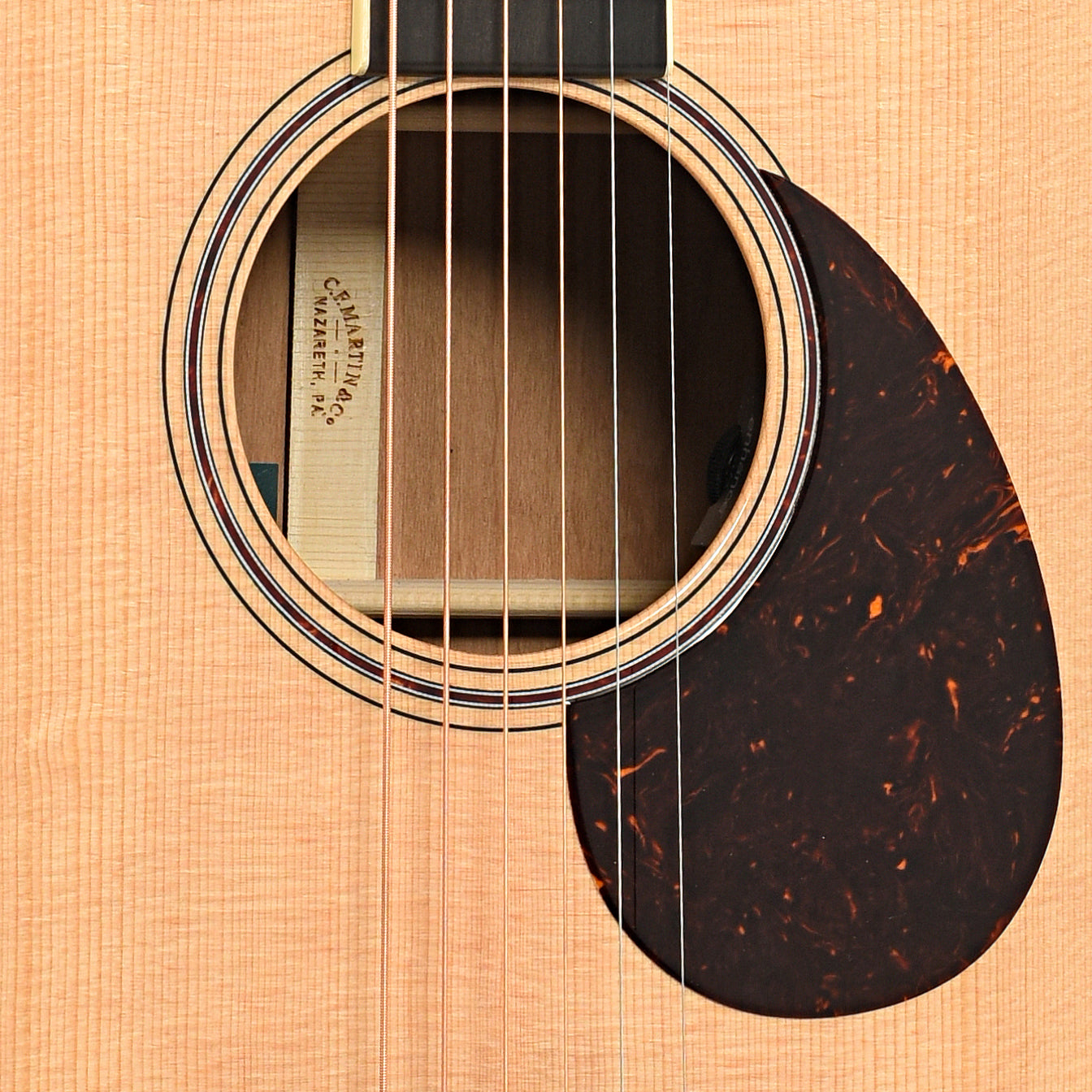 Sound hole of Martin OME Cherry Acoustic-Electric OM Guitar