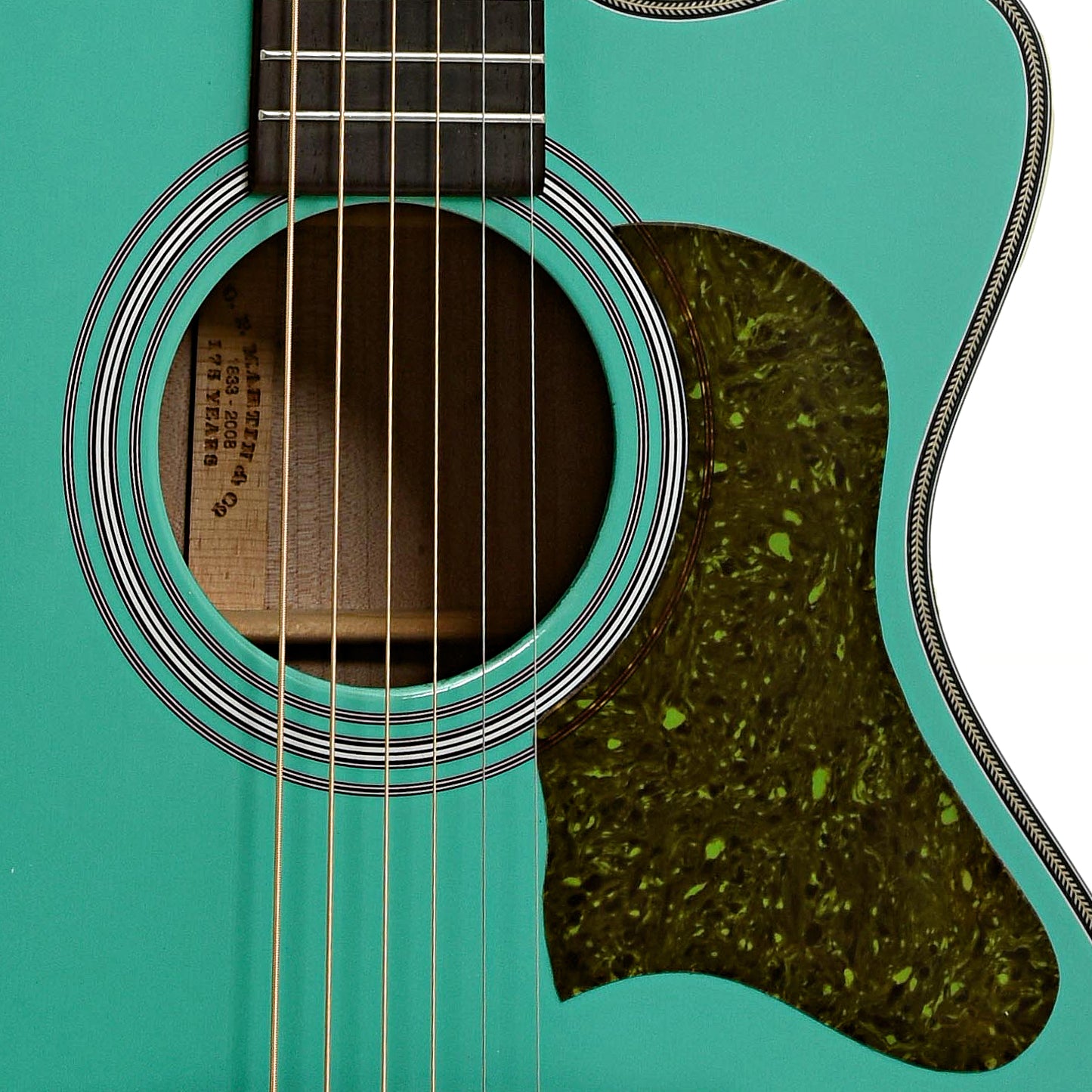 Soundhole of Martin OMCE Seafoam Green