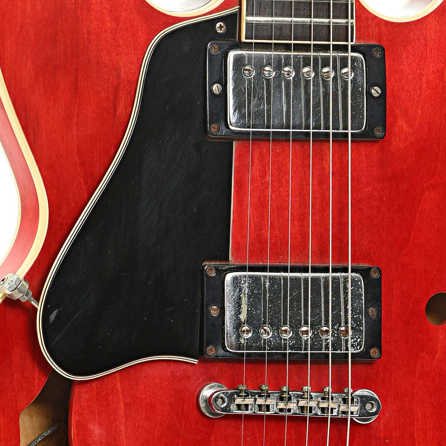 Bridge, pickguard and pickups of Gibson ES-335TD LH  Hollowbody Electric Guitar (1974)