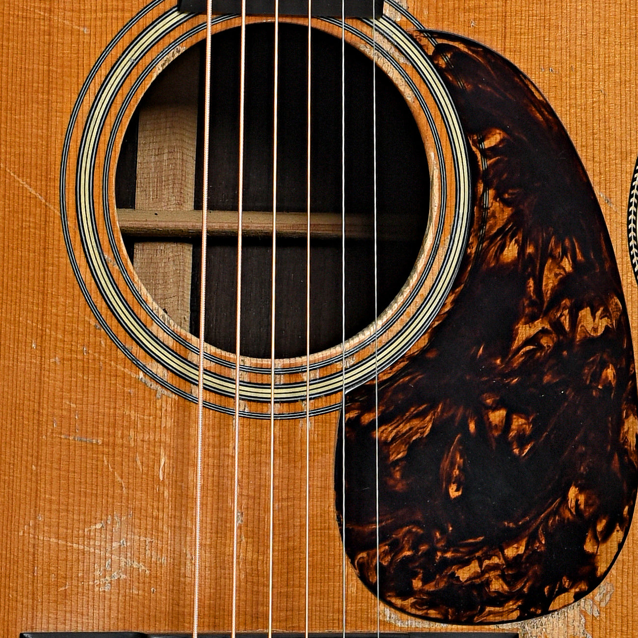 Soundhole of Pre-War Guitars Co. Triple-O 12-Fret Brazilian Rosewood, '34 Package, Level 2 Aging