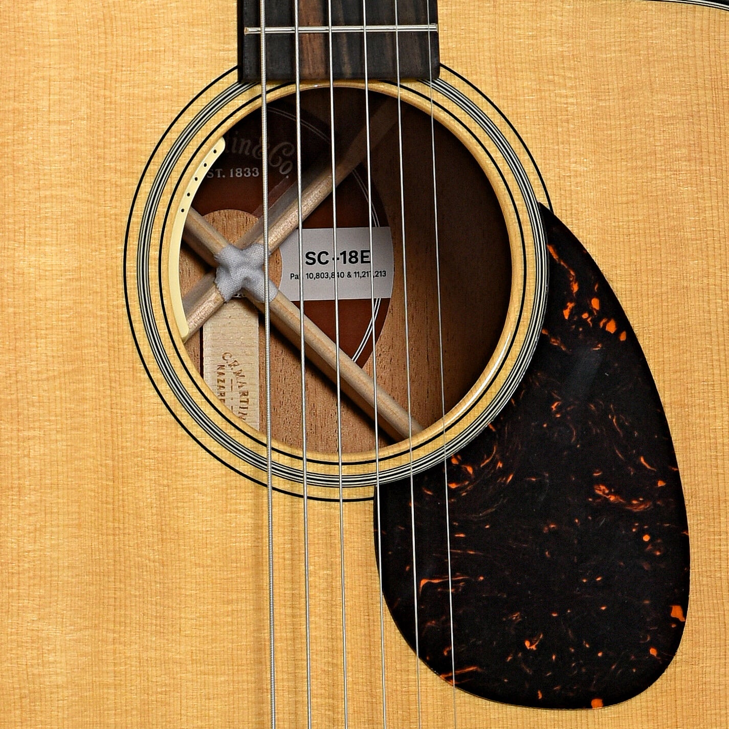 Sound hole of of Martin SC-18E Acoustic Guitar 