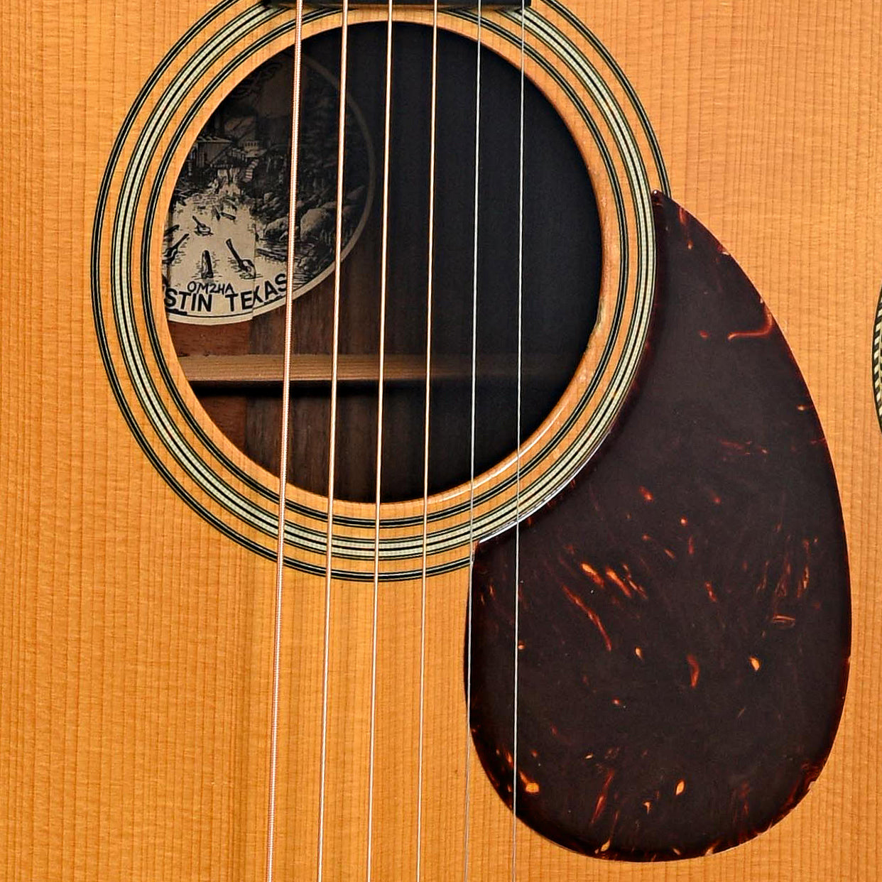 Soundhole of Collings OM2HA Acoustic Guitar