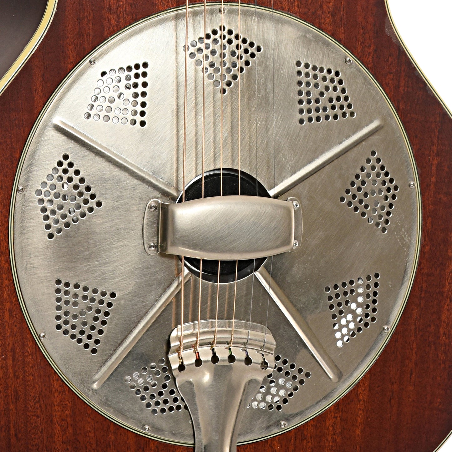 Bridge and coverplate of National El Trovador Mike Dowling Resonator Guitar