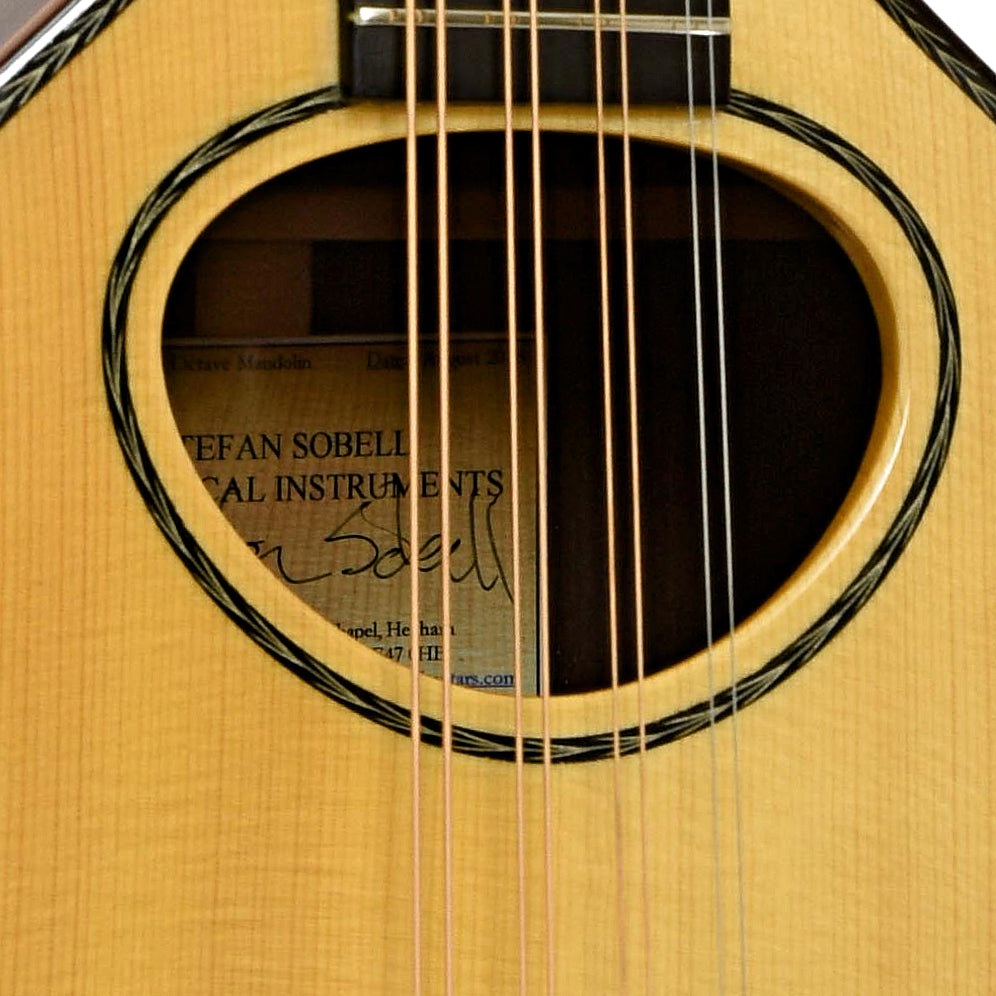 Soundhole of Stefan Sobell Octave Mandolin 