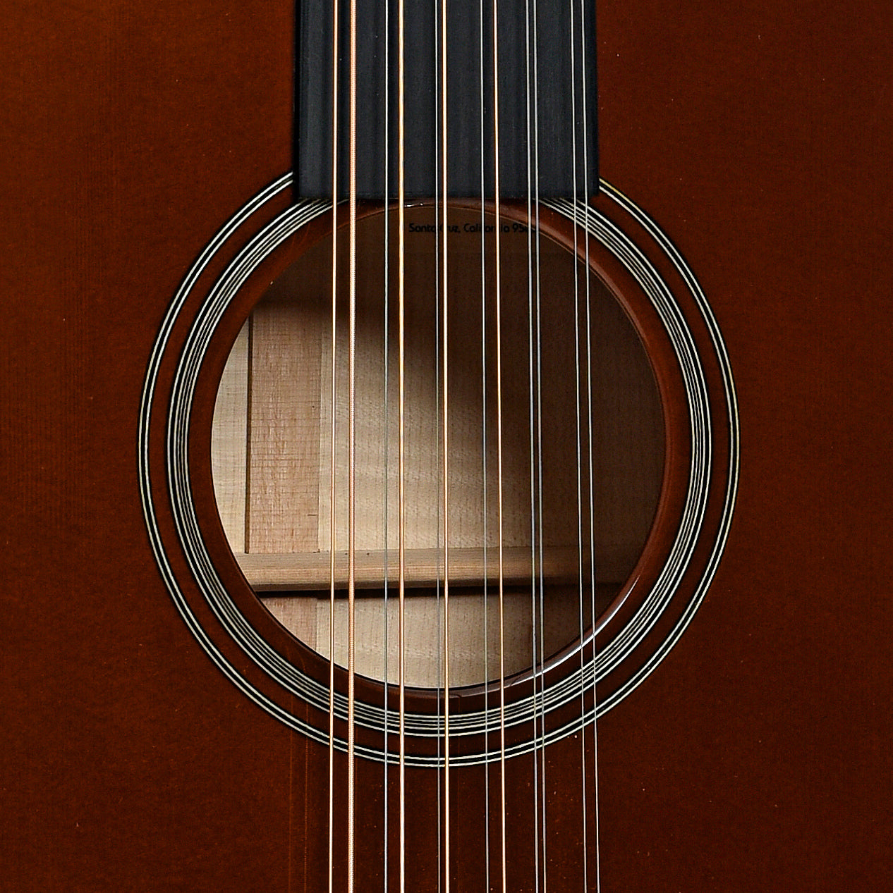 Soundhole of Santa Cruz 00 12-String Acoustic-Electric Guitar (2008)