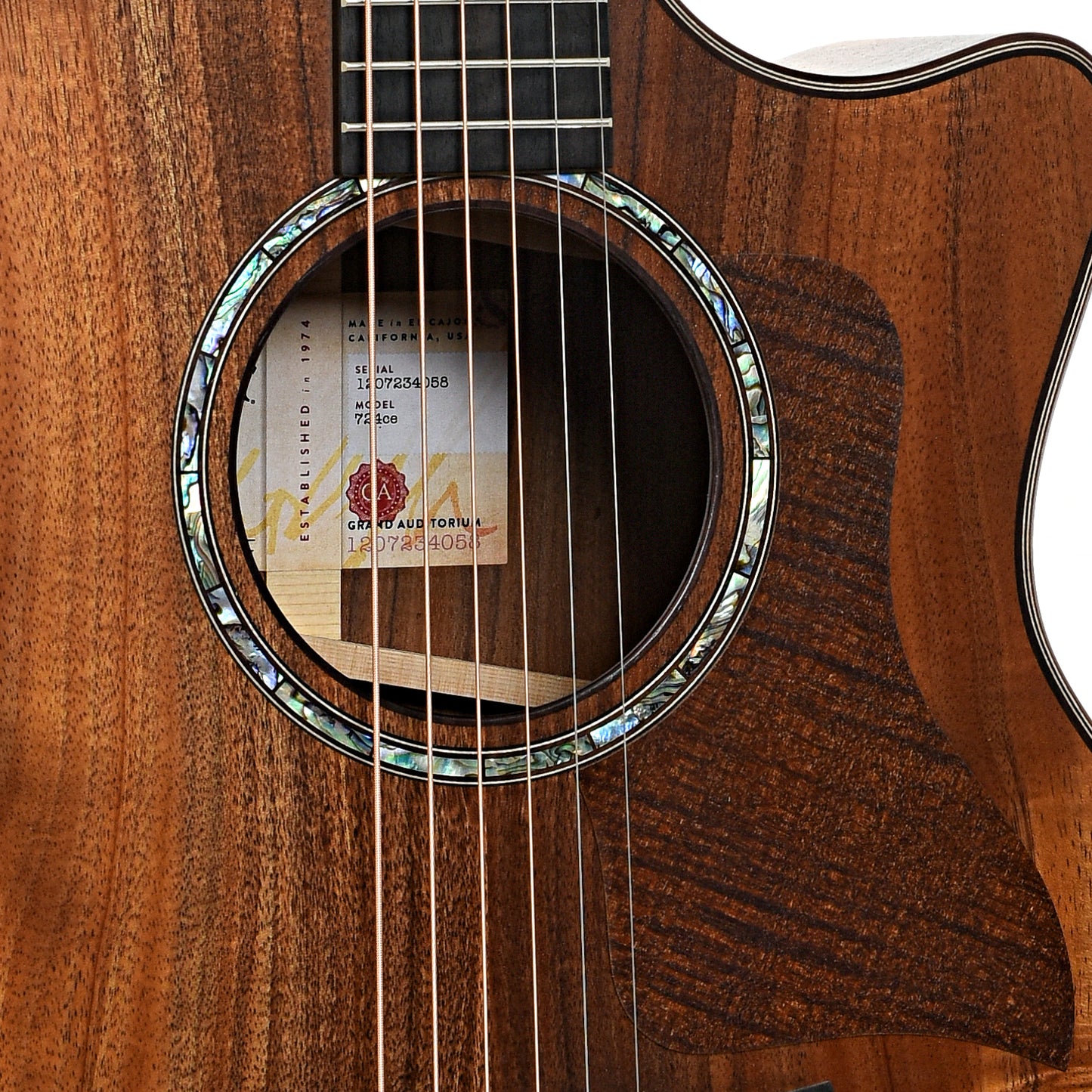 Sound hole of Taylor 724ce Acoustic Guitar