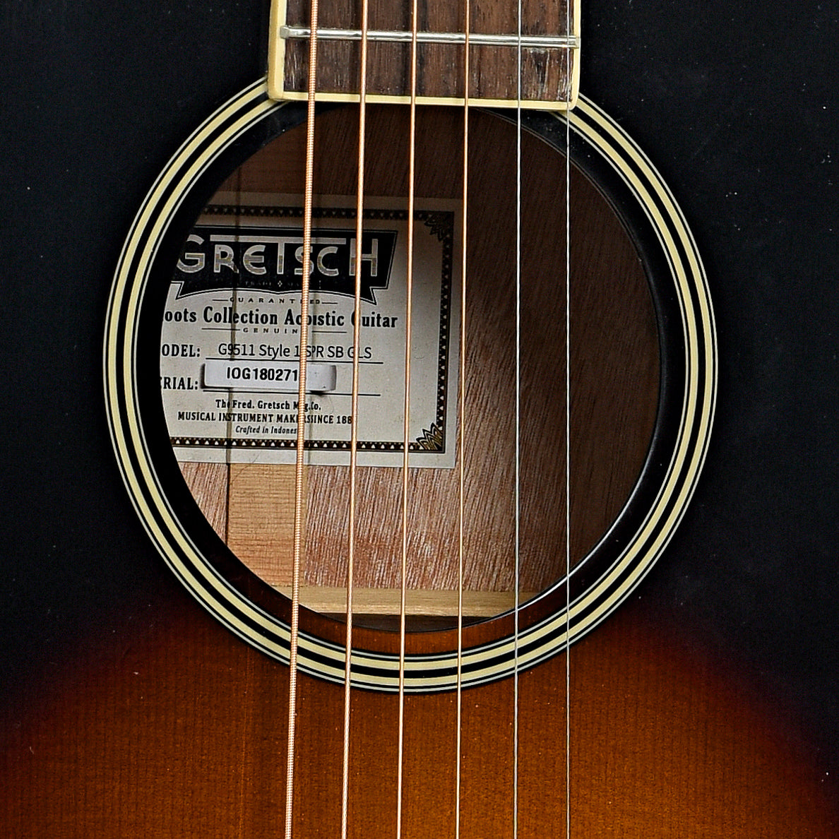 Soundhole of Gretsch G9511 Style 1 Parlor Guitar