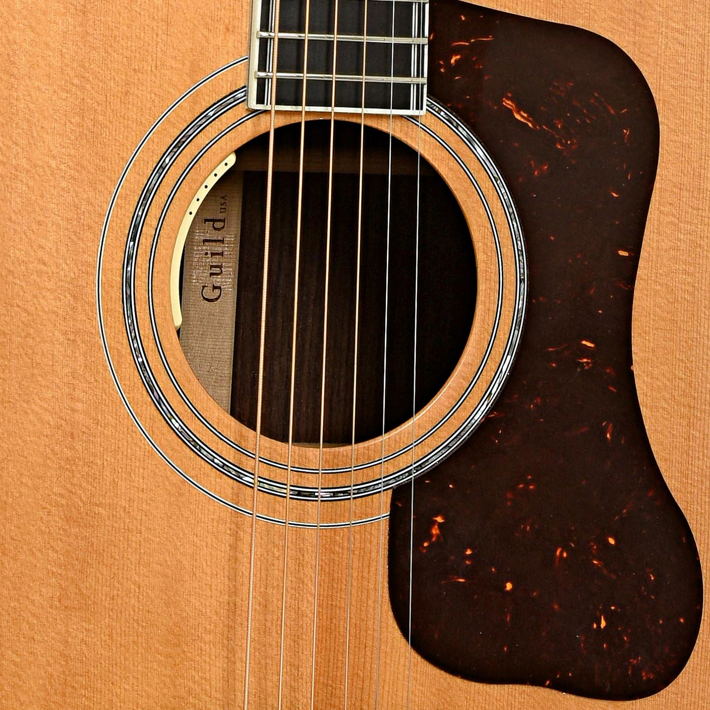 Soundhole of Guild F-55 Acoustic Guitar