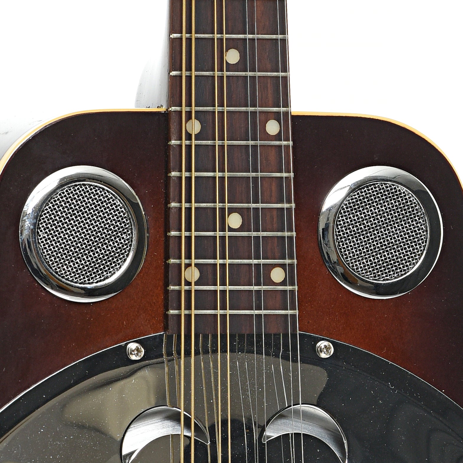 Sound holes of Dobro Model No.15 Resonator Mandolin (1982)