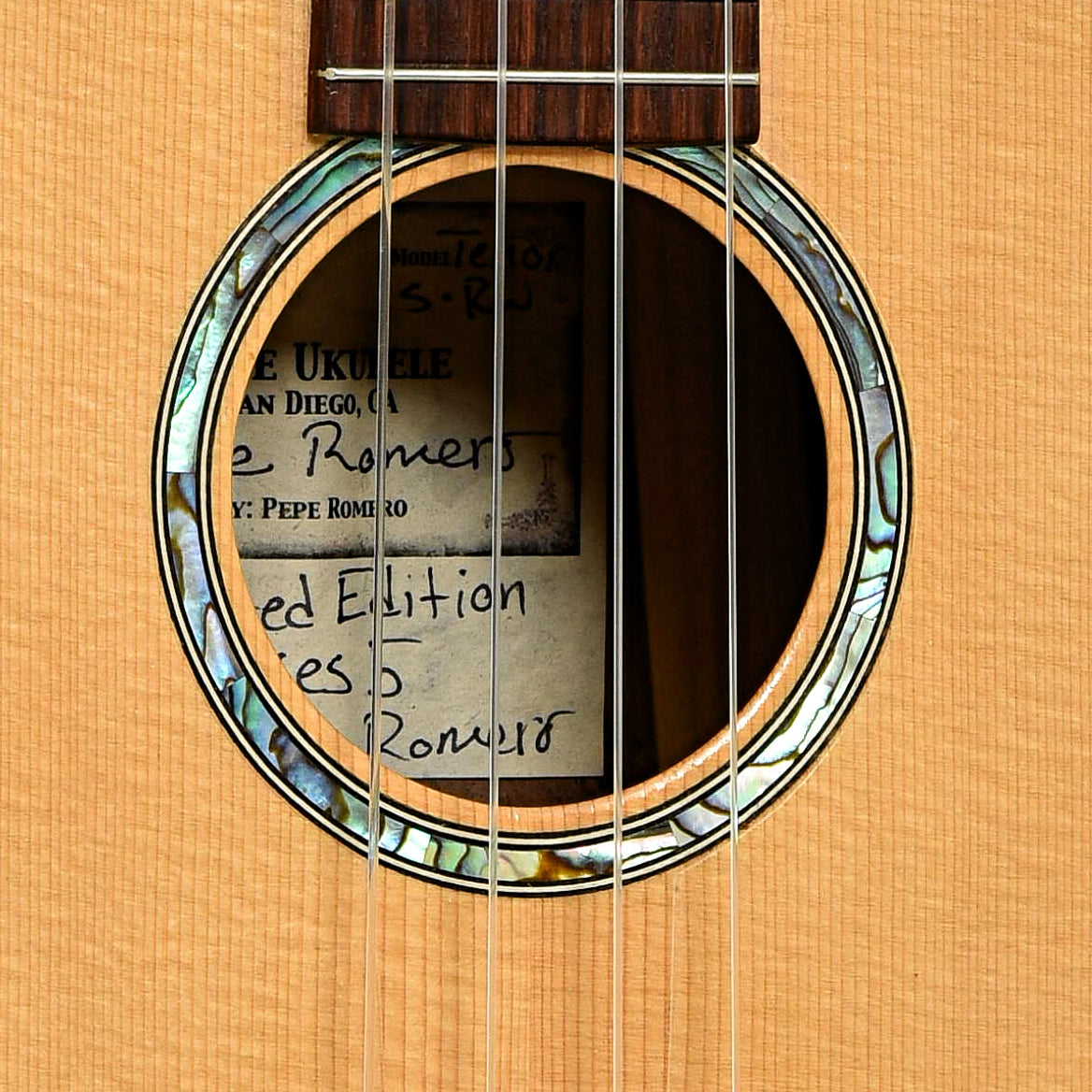 Soundhole of Front of ROMERO SERIES 5 LIMITED EDITION TENOR UKULELE