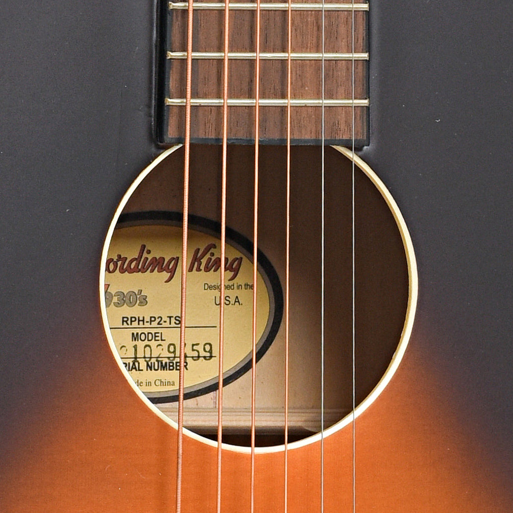 Sound hole of Recording King Dirty 30's Parlor Guitar, 12-Fret, True Parlor Size