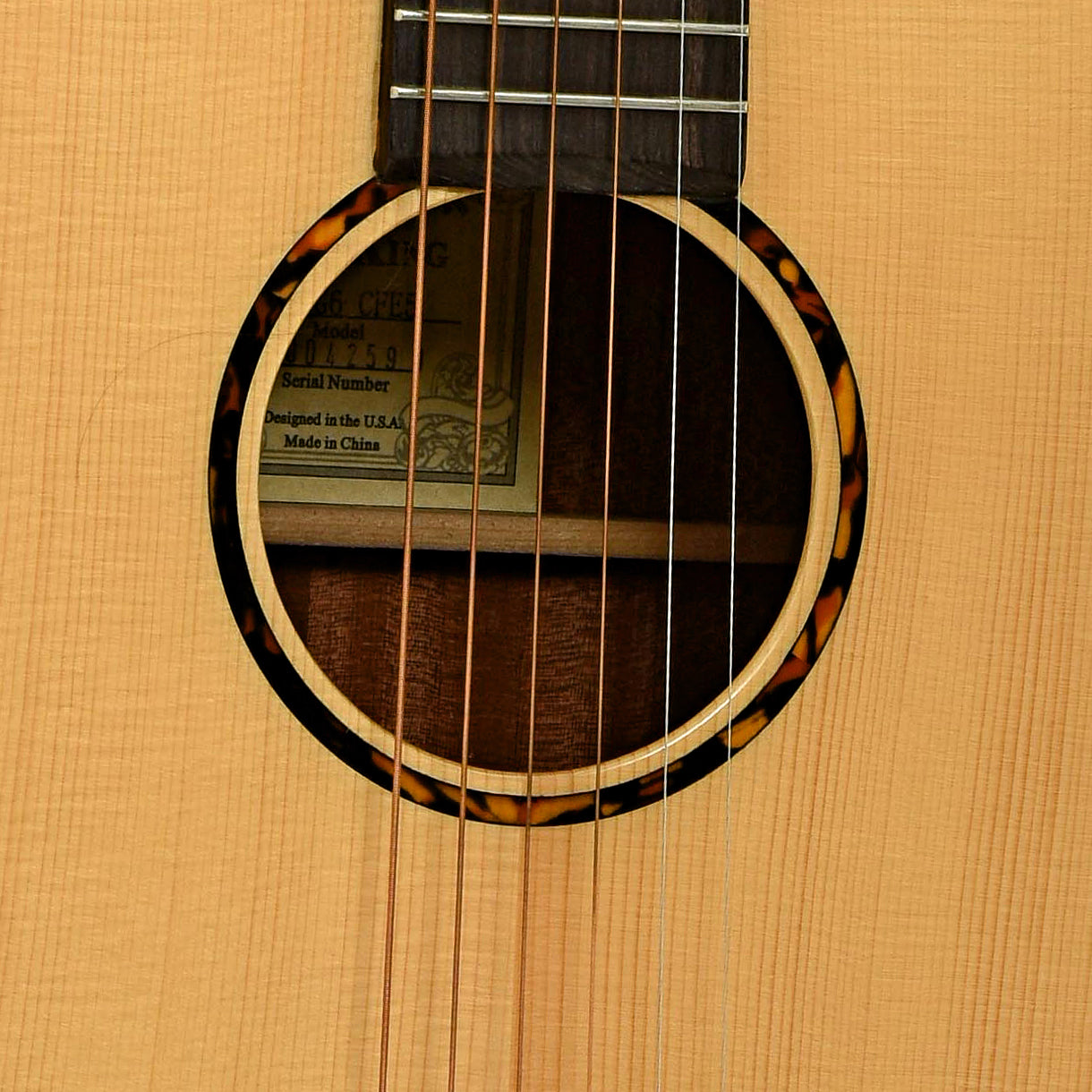 Soundhole of Recording King RP-G6-CFE5 Acoustic Guitar