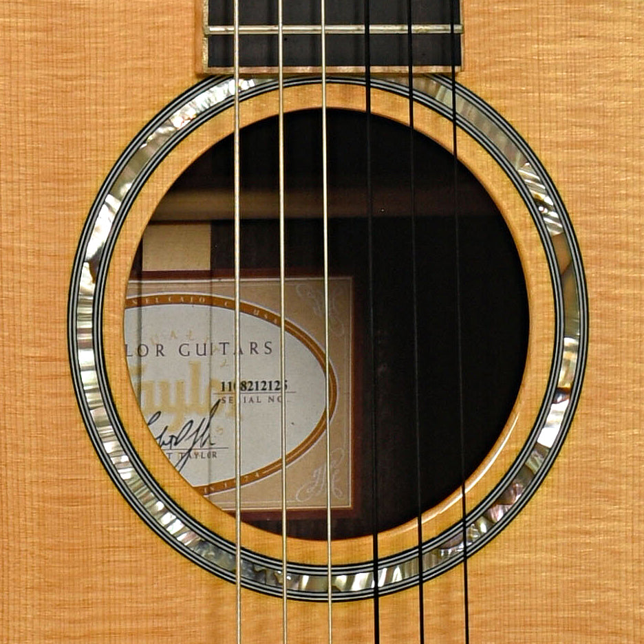 Sound hole of Taylor 814 CEN Nylon String Guitar (2012)