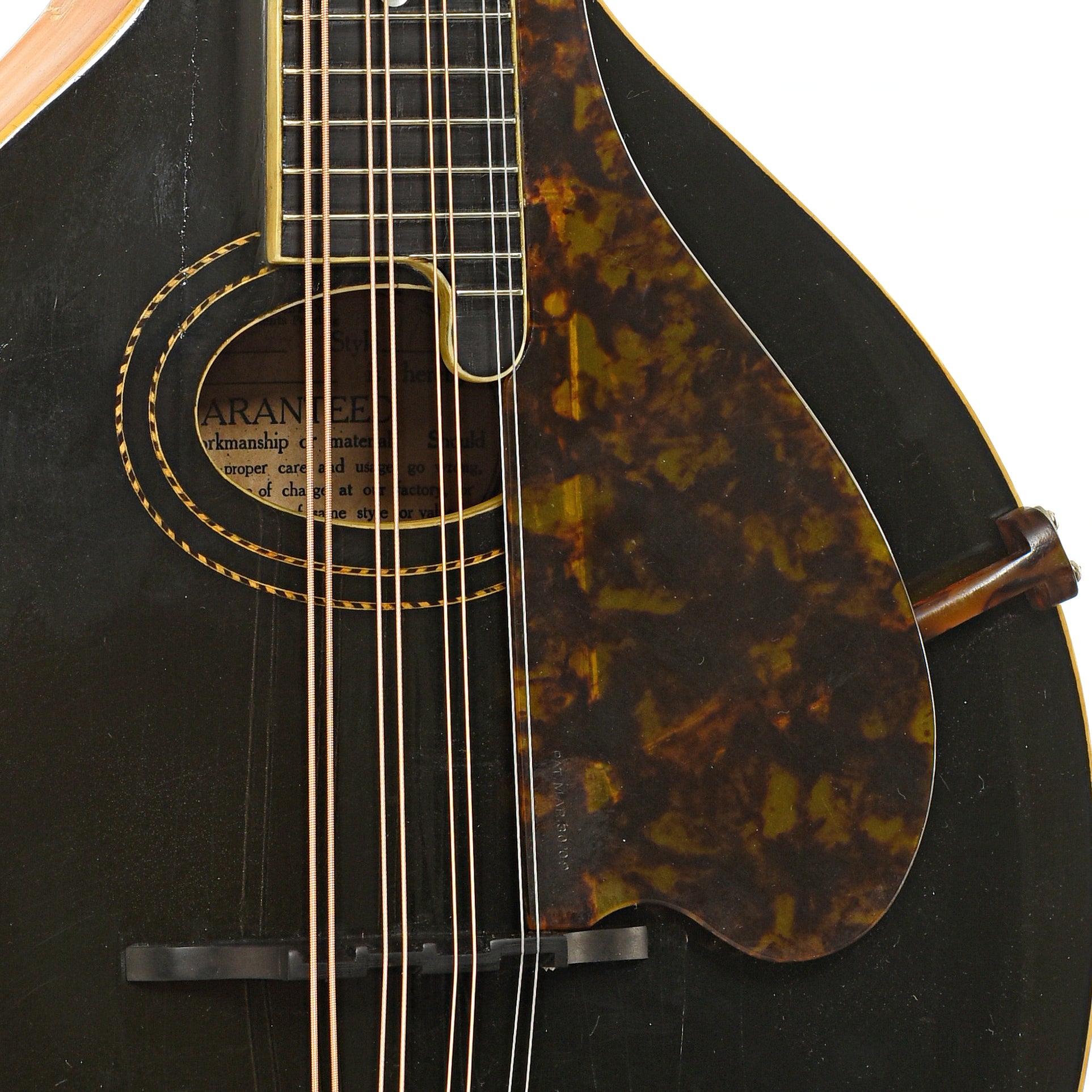 Bridge and soundhole of Gibson H-1 Mandola (1918)