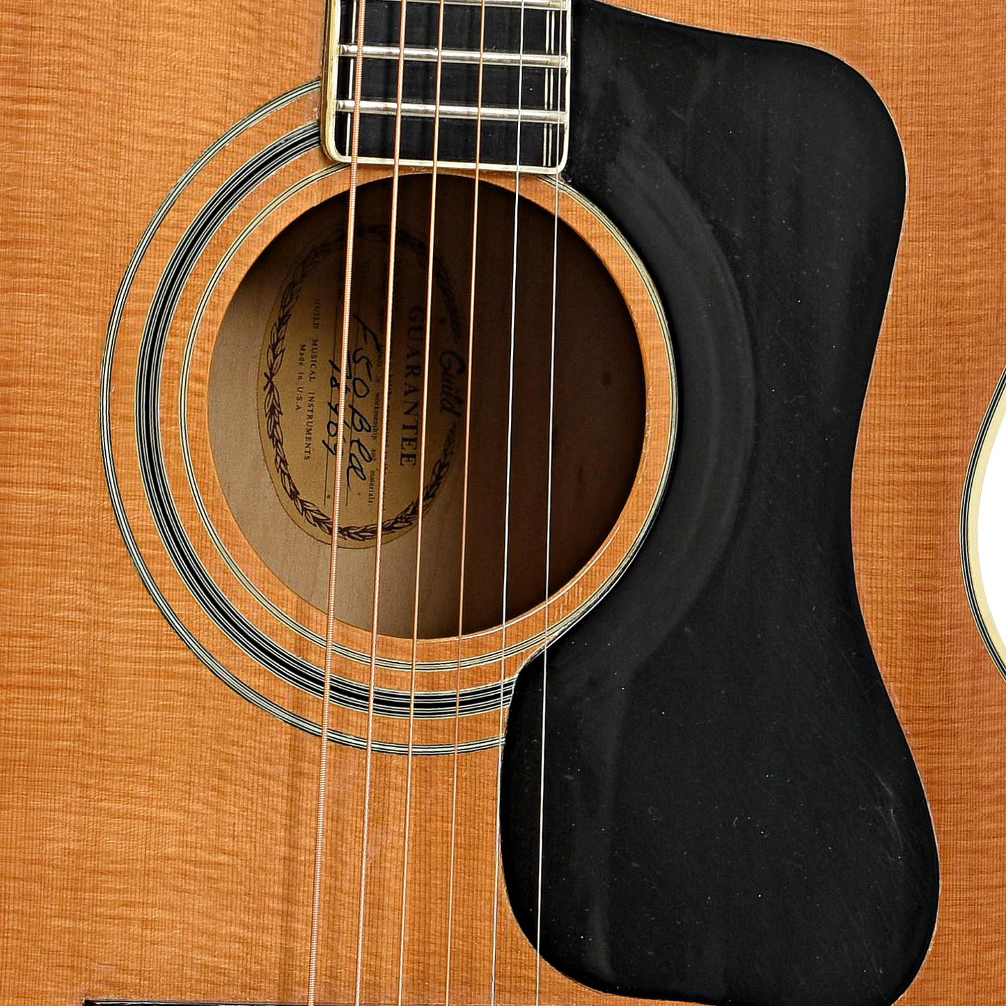 Soundhole of Guild F-50 Acoustic Guitar