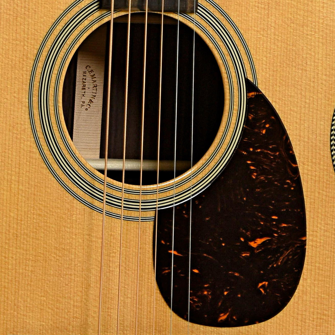 Soundhole of Martin OM-28 Guitar & Case