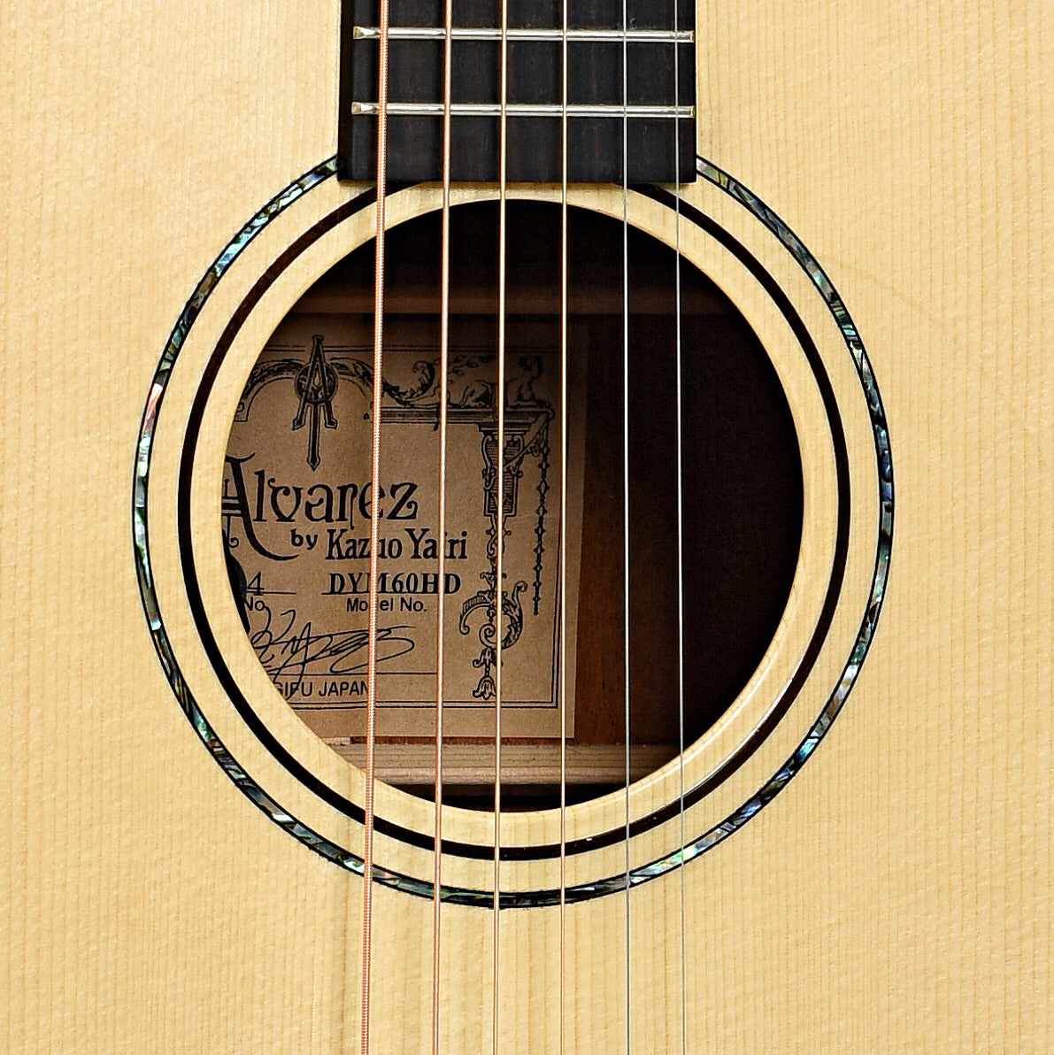 Sound hole of Alvarez Yairi DYM60HD Acoustic Guitar (2021)