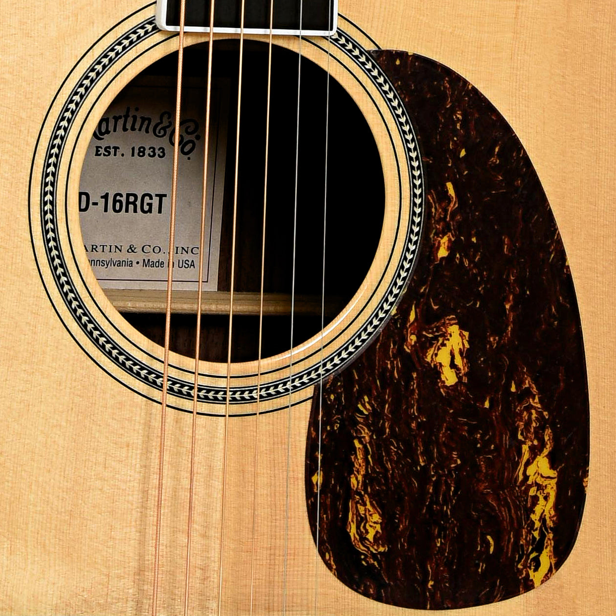 Soundhole of Martin D-16RGT Acoustic Guitar 