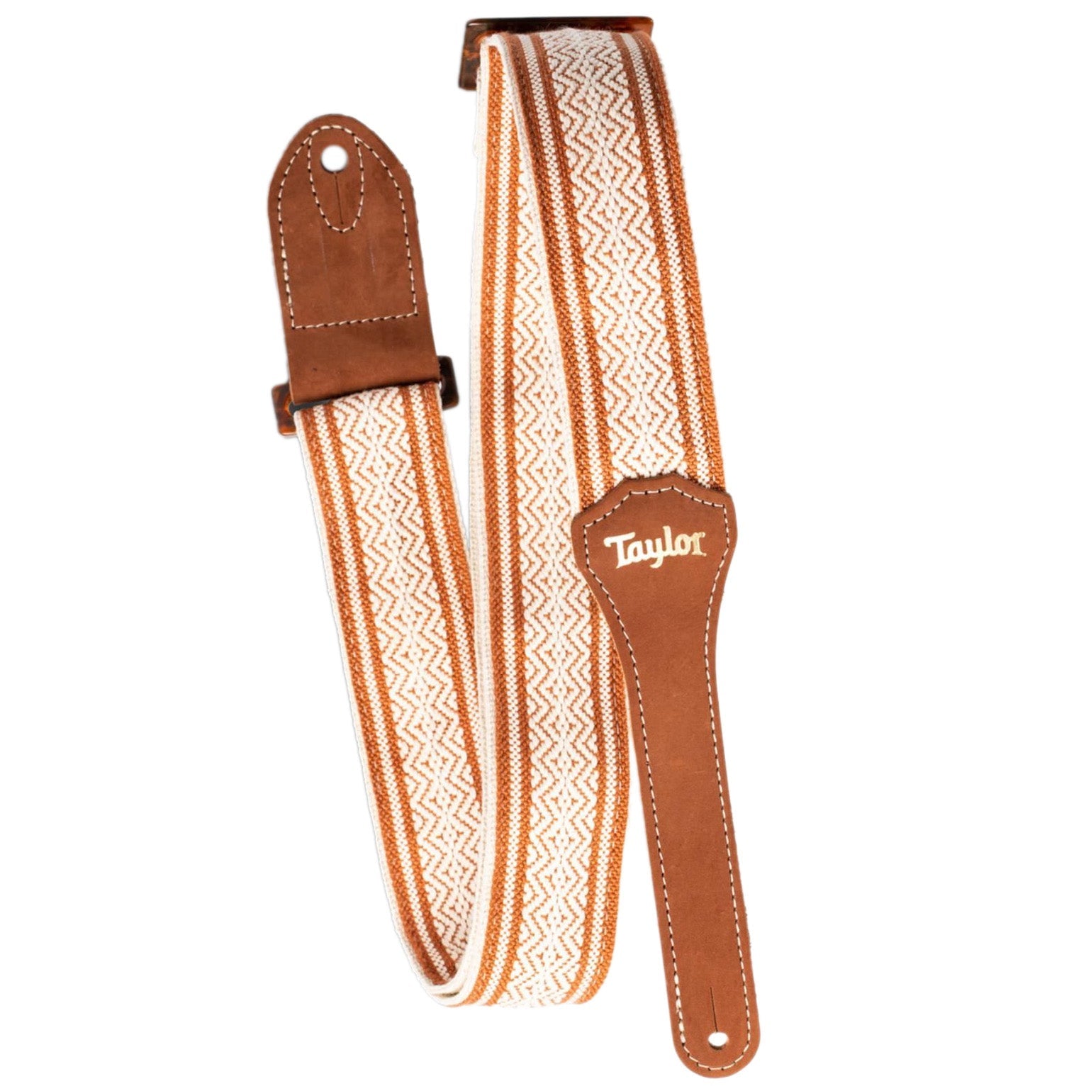 Front of Taylor Academy 2" Cotton Guitar Strap, White/Brown