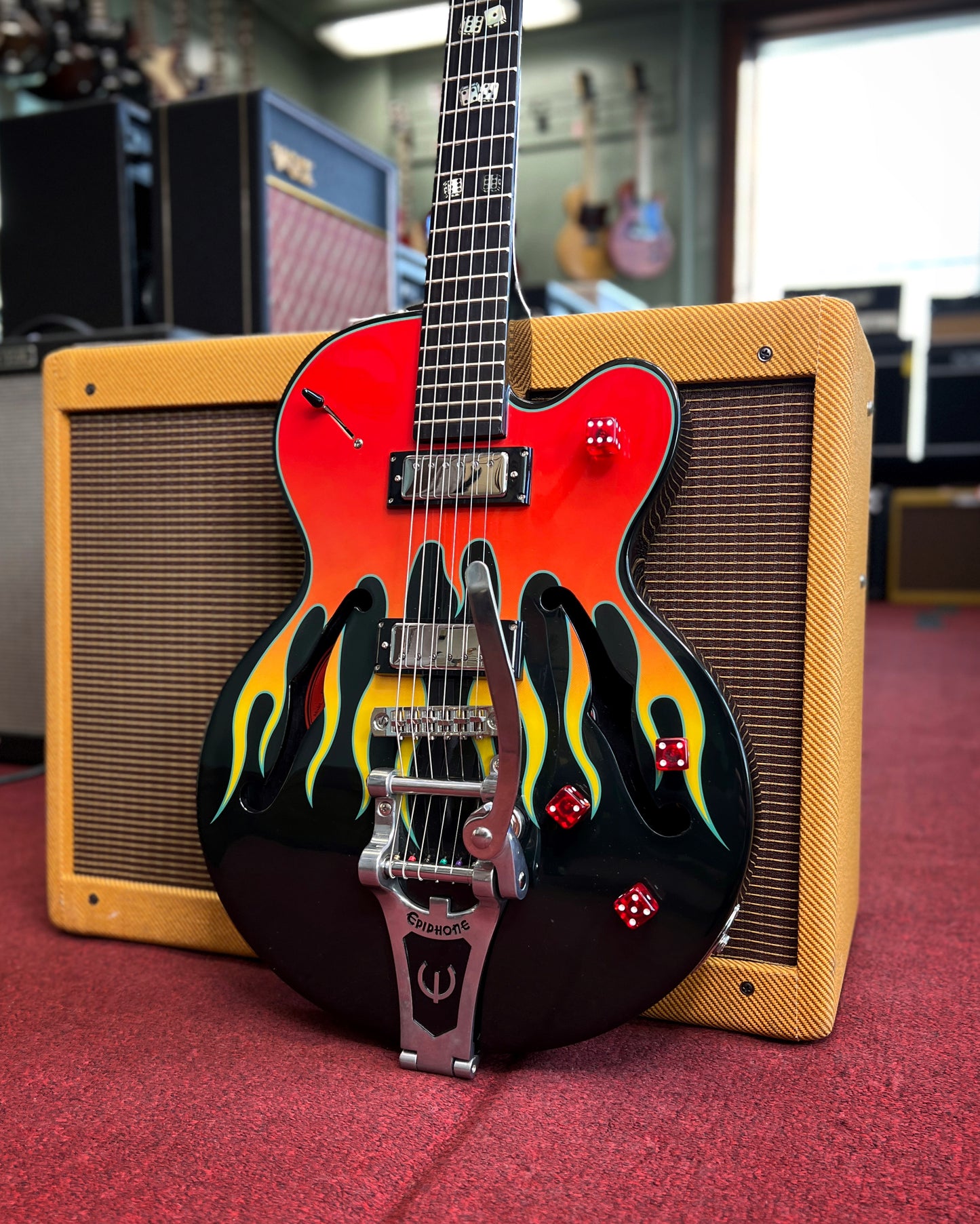 Showroom photo of Epiphone Flamekat Semi-Hollowbody Electric Guitar (2000)