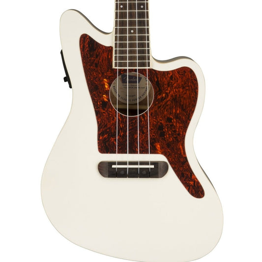 Front of Fender Fullerton Jazzmaster Ukulele, Olympic White