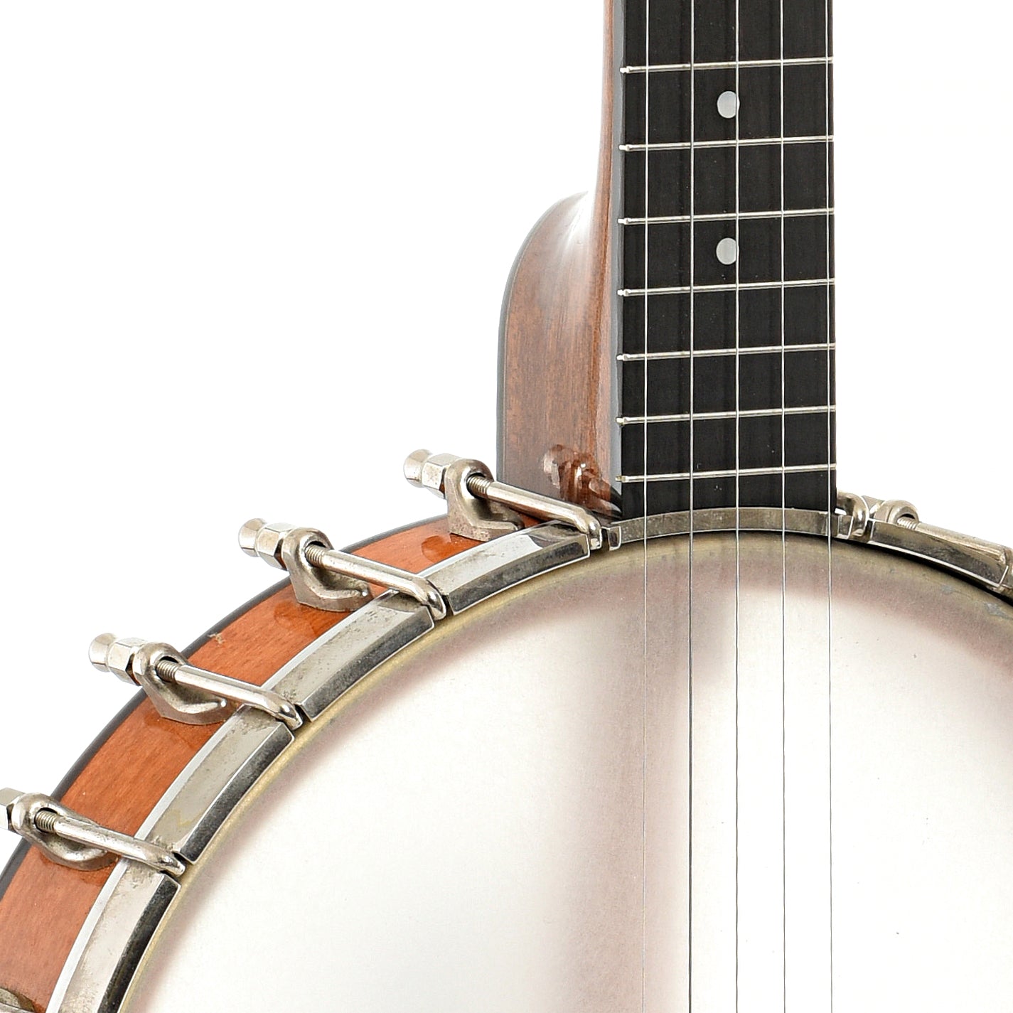 Front neck and body join of Bart Reiter Standard Open Back Banjo (1983)