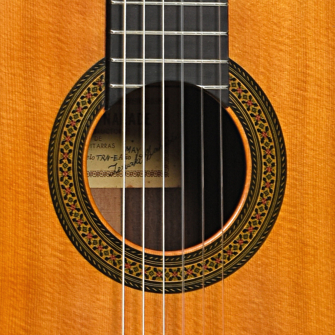 Sound hole of Teruaki Nakade TRN-E Classical Guitar (1970)