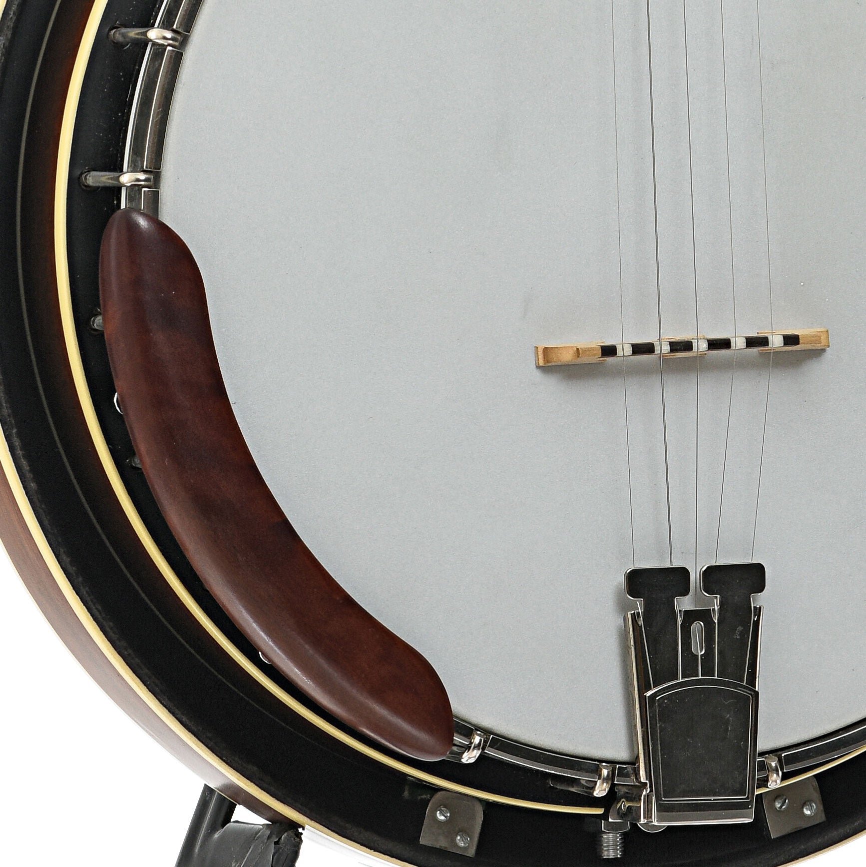 Armrest, tailpiece and bridge of Randy Wood Featherlite Resonator Banjo (c.2020)