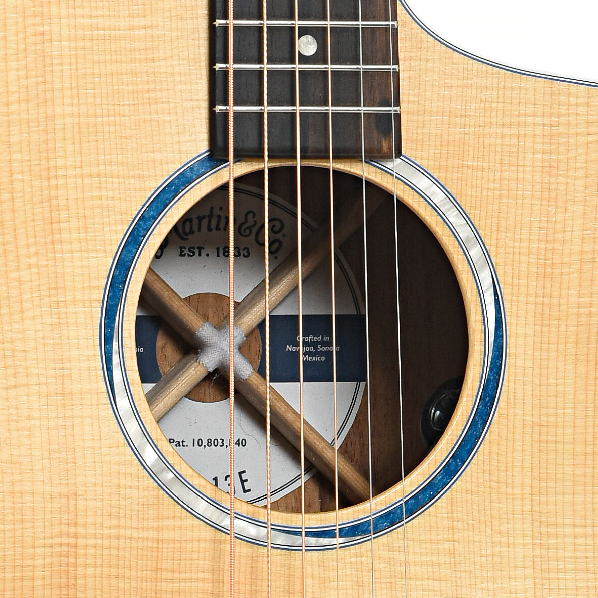 Sound hole of Martin SC-13E Acoustic-Electric Guitar (2021)