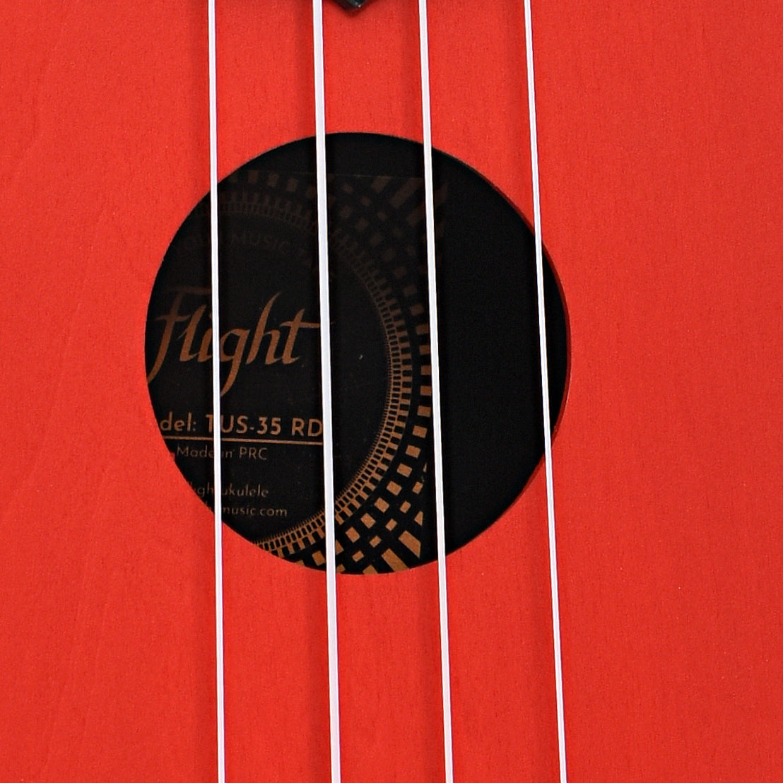 Sound hole of Flight TUS35 Travel Series Soprano Ukulele, Red