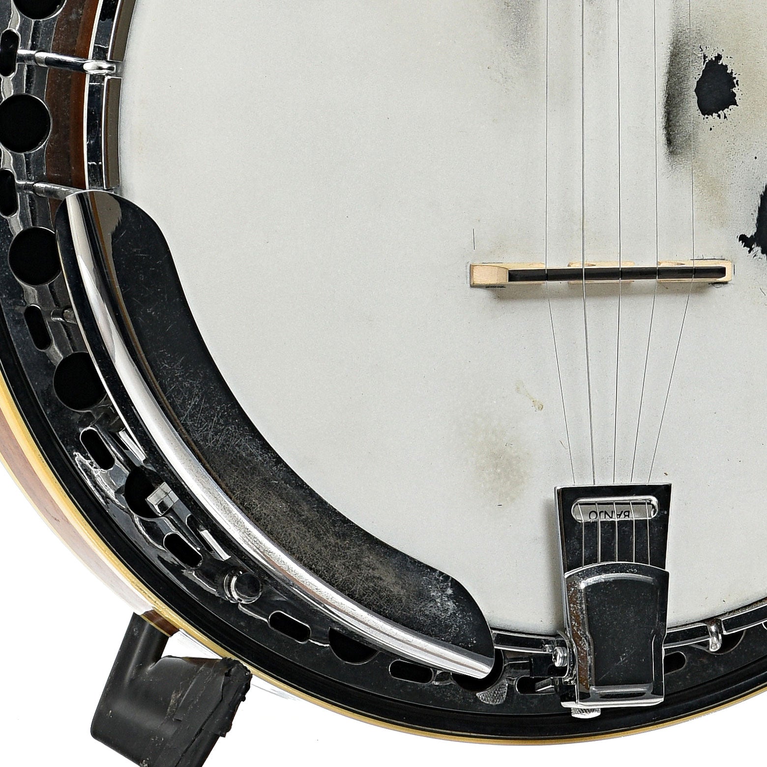 Armrest, tailpiece and bridge of Fender Artist Resonator Banjo (c.1969)