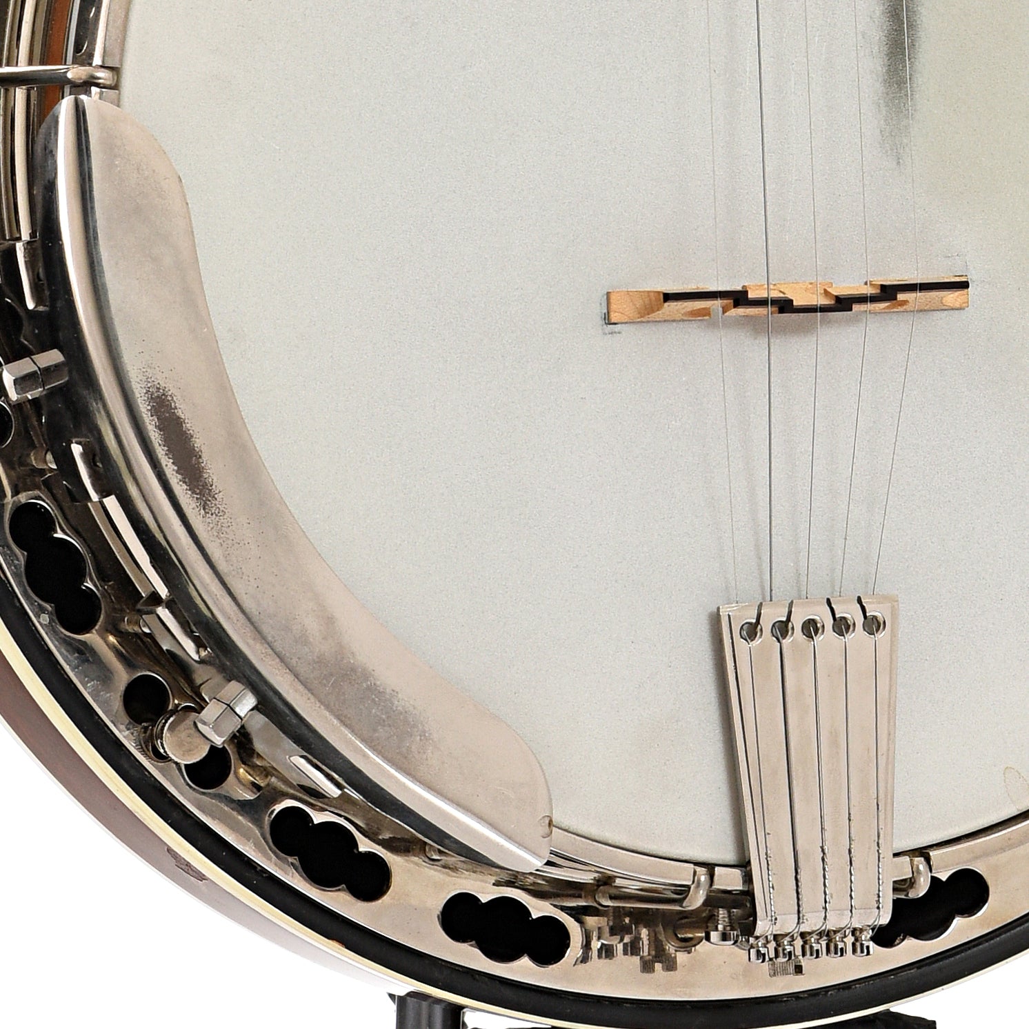 Armrest, tailpiece and bridge of Deering Deluxe Resonator Banjo 