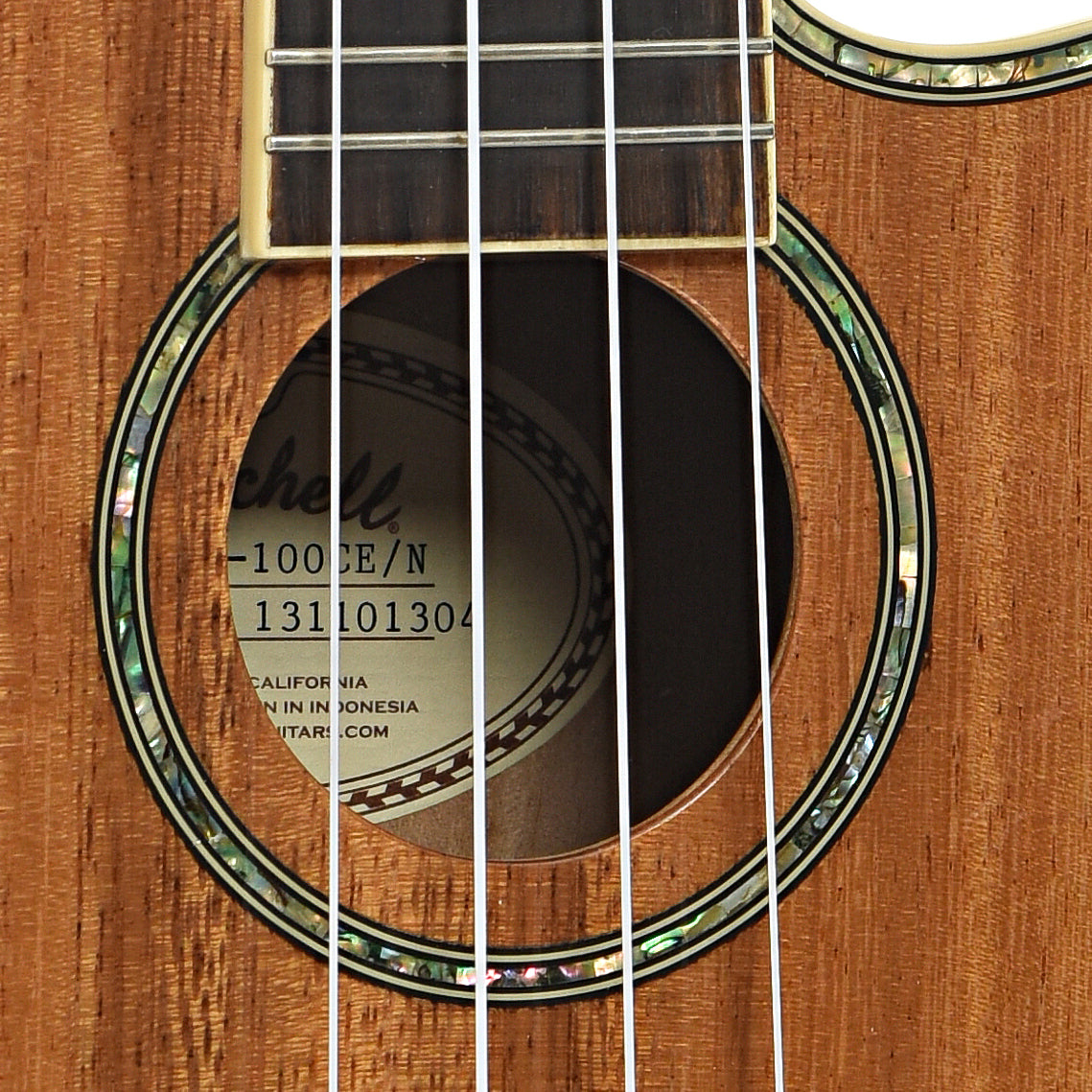 Sound hole of Mitchell MU100CE Ukulele (2013)