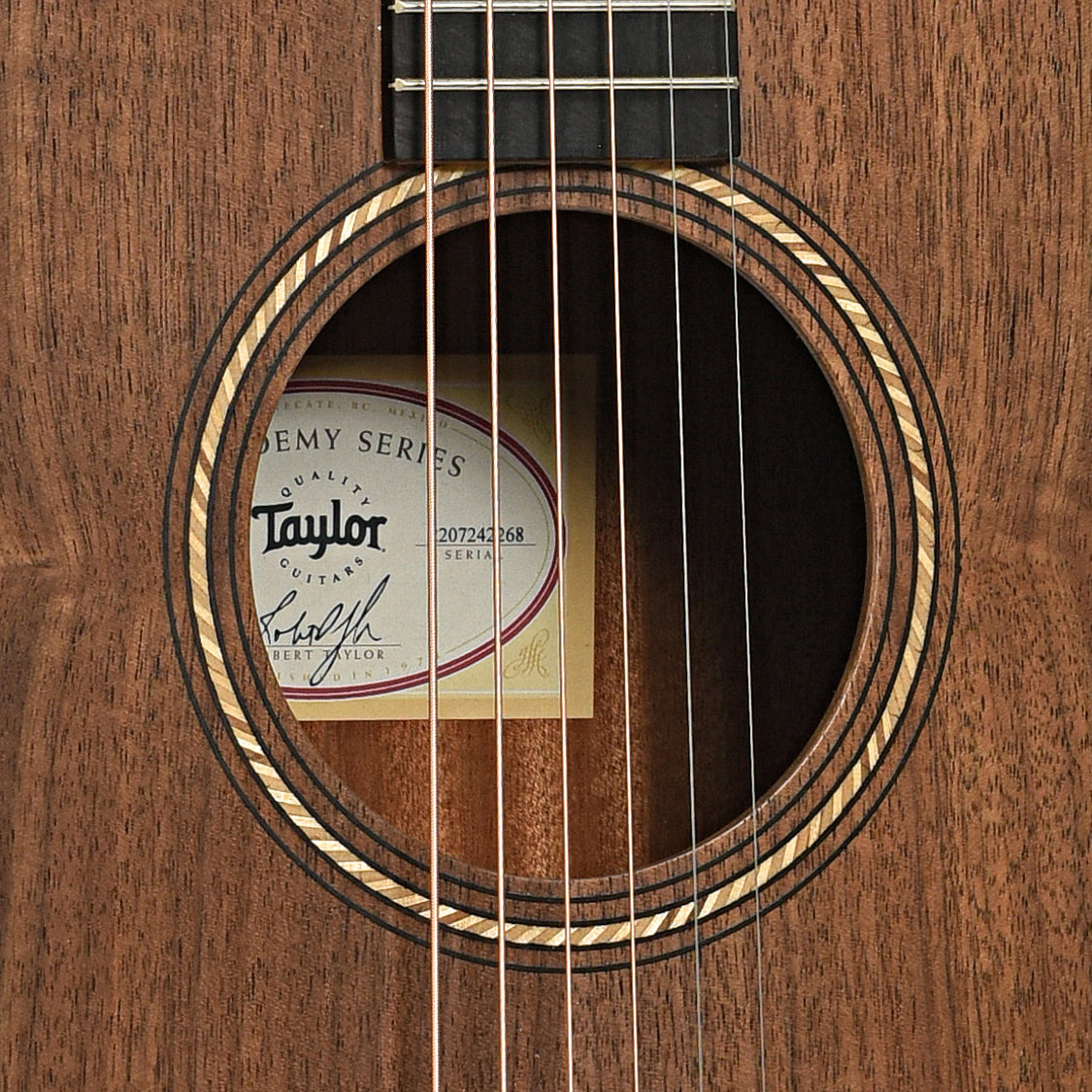 Soundhole of Taylor Academy 22E Acoustic-Electric Guitar