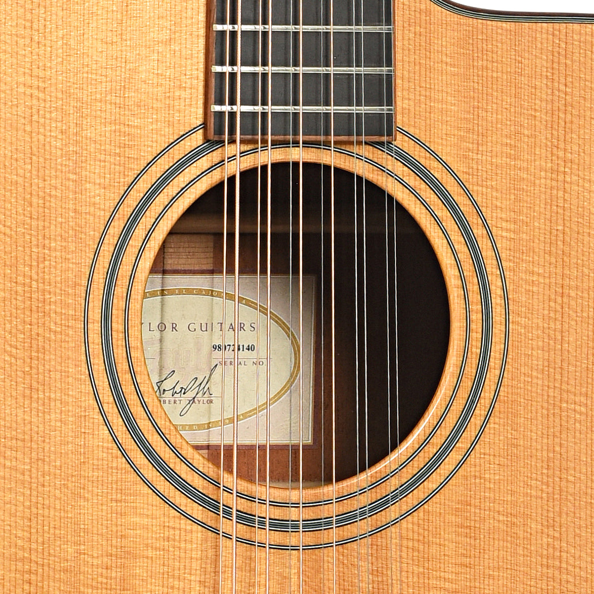 Sound hole of Taylor Leo Kottke LKSM 12-String Acoustic Guitar (1998)