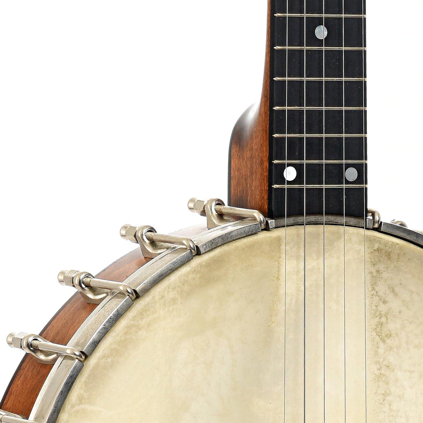 Front neck and body join
 of Bart Reiter Special Open Back Banjo (1998)