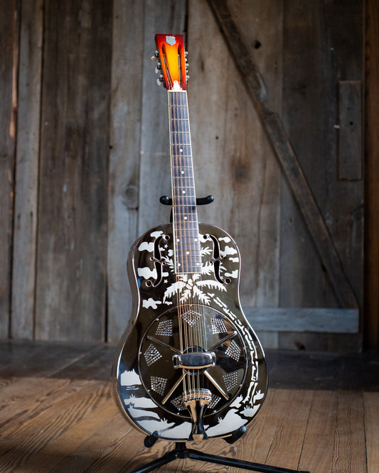 Showroom photo of Full front and side of National Style O Roundneck Resonator Guitar