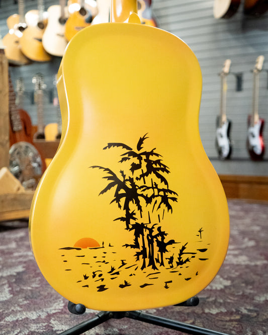 Showroom photo of back of National Triolian Yellow Palm Roundneck Resonator Guitar