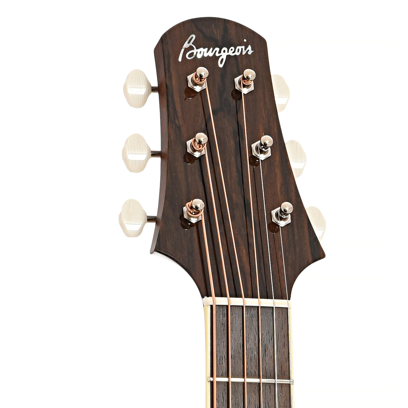 Front headstock of Bourgeois Legacy Series The Banjo Killer Slope Shoulder Dreadnought Guitar