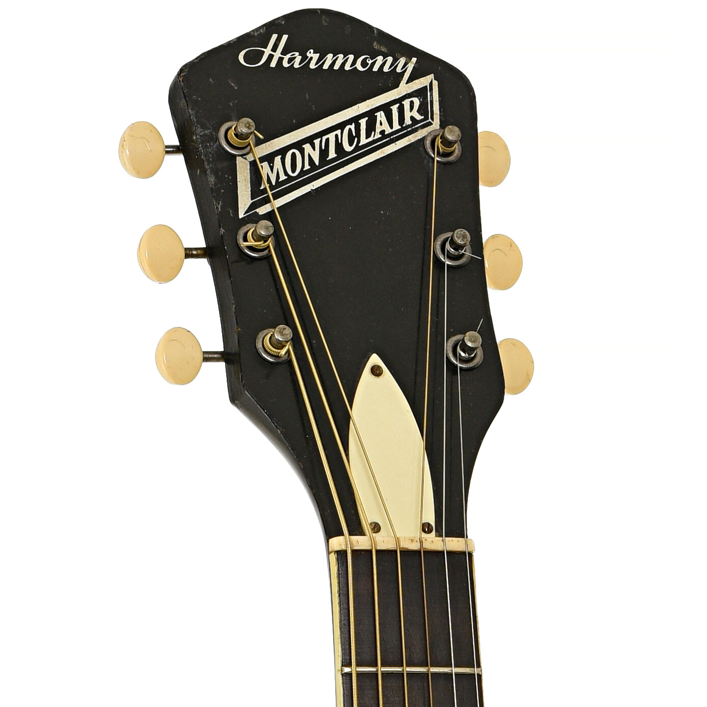 Front headstock of Harmony H956 Montclair Archtop Acoustic Guitar (1950s)