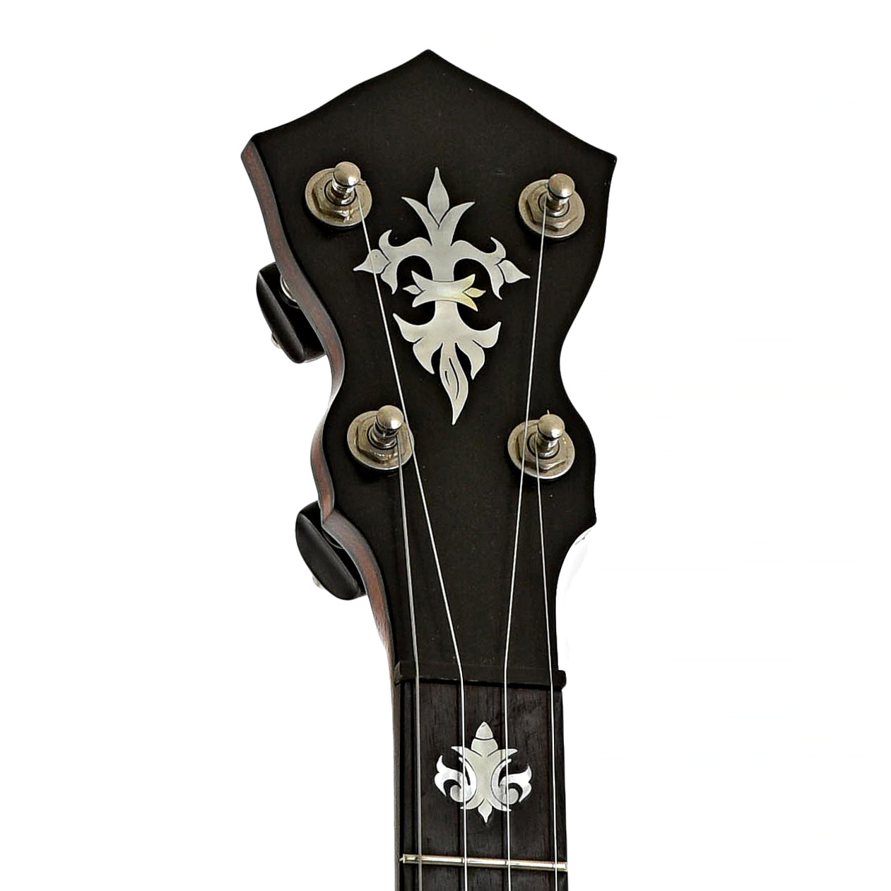 Headstock of J.Romero Custom Open Back Banjo