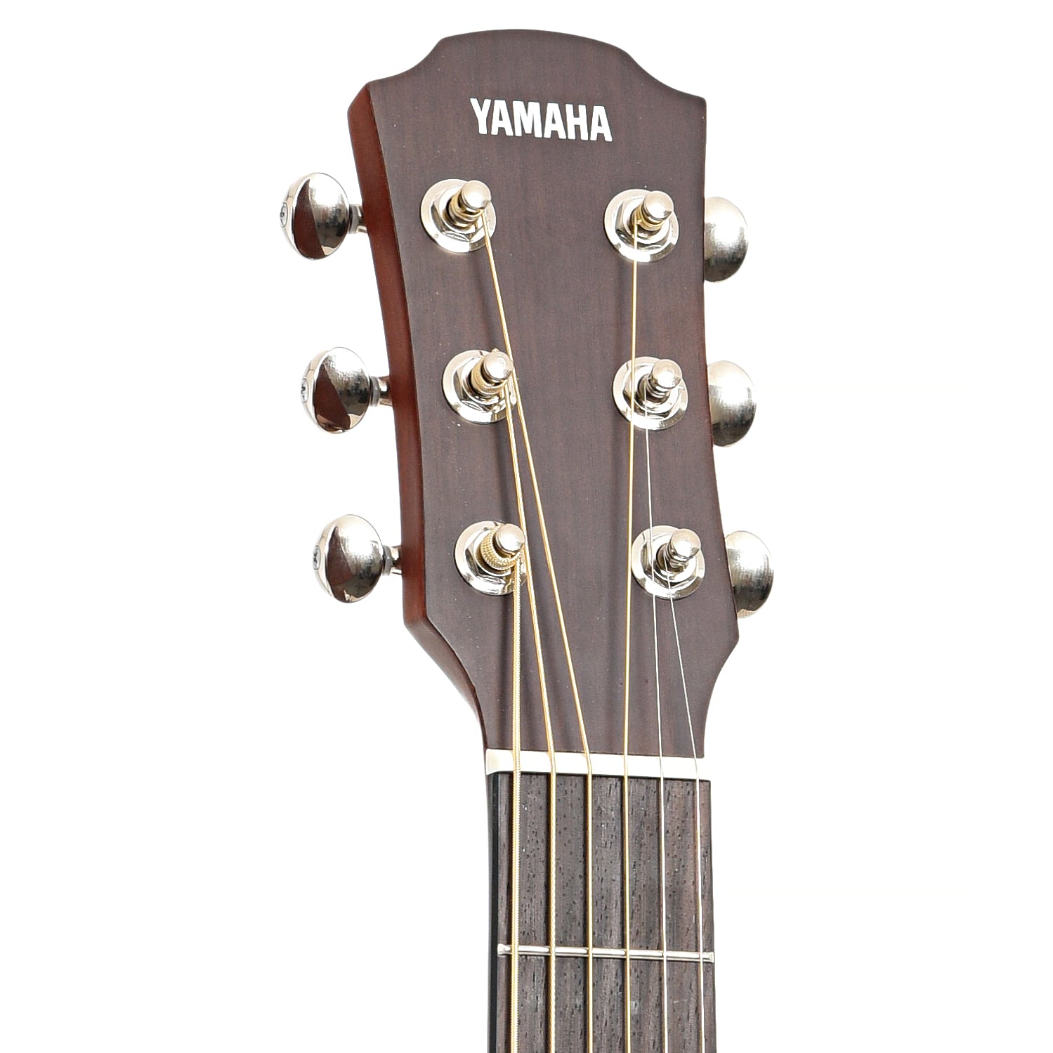 Front headstock of Yamaha CSF3M Tobacco Sunburst Parlor Guitar