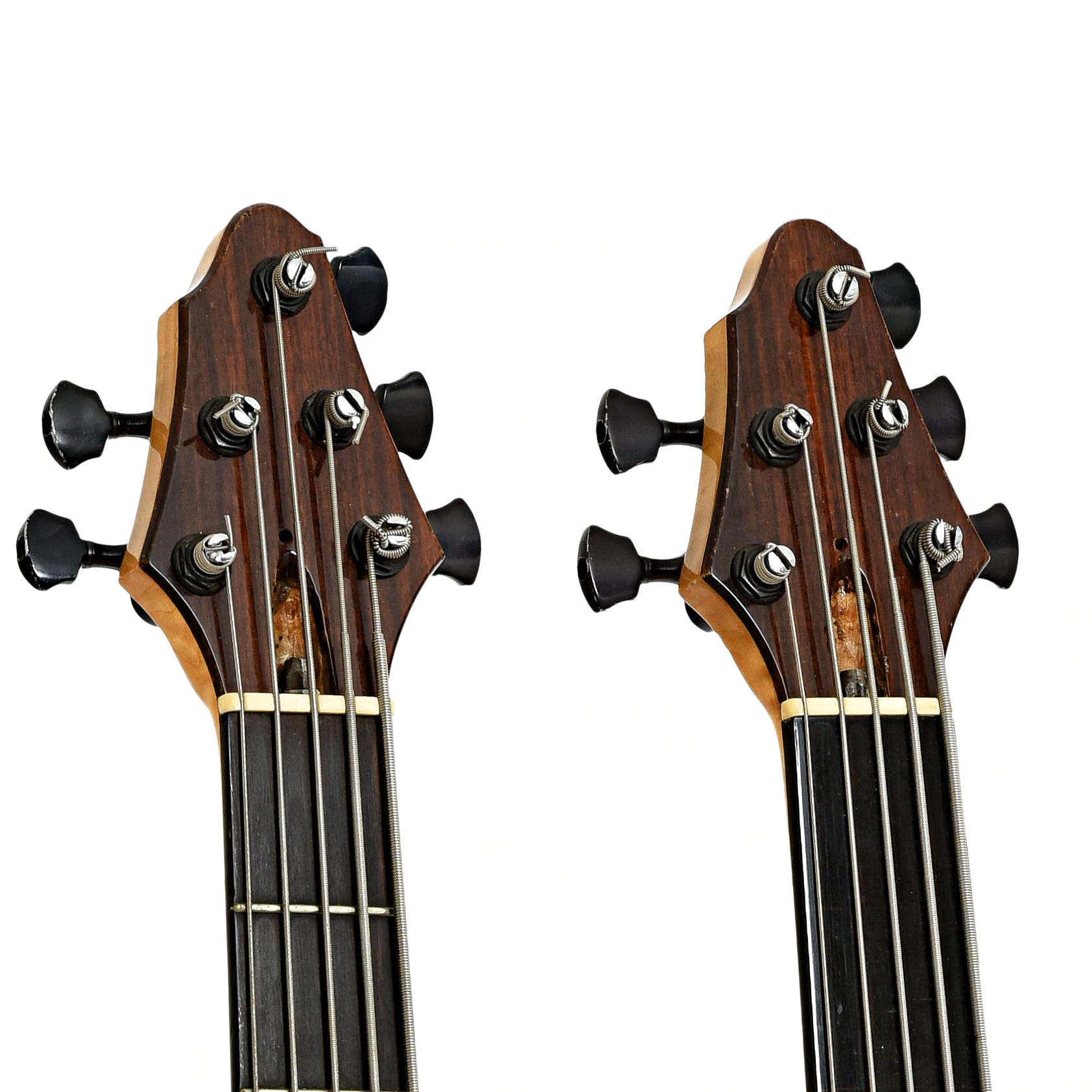 Headstocks of Ed Reynolds Custom Double Neck 5-String Electric Bass LH 