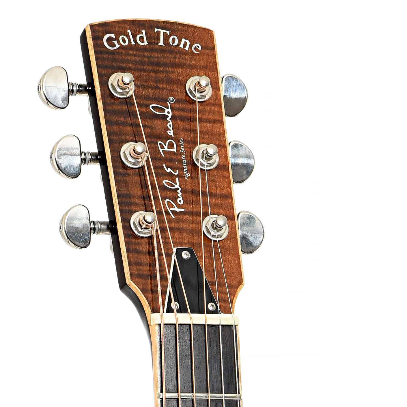 Headstock of Gold Tone Beard PB-GRB Roundneck Resonator Guitar