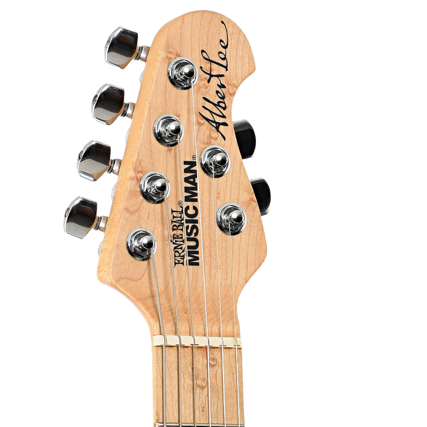 Headstock of Ernie Ball Music Man Albert Lee Electric Guitar