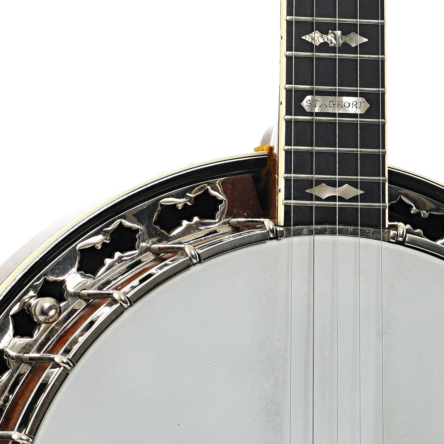 Front neck and body join of Stelling Staghorn Resonator Banjo (c.1984)