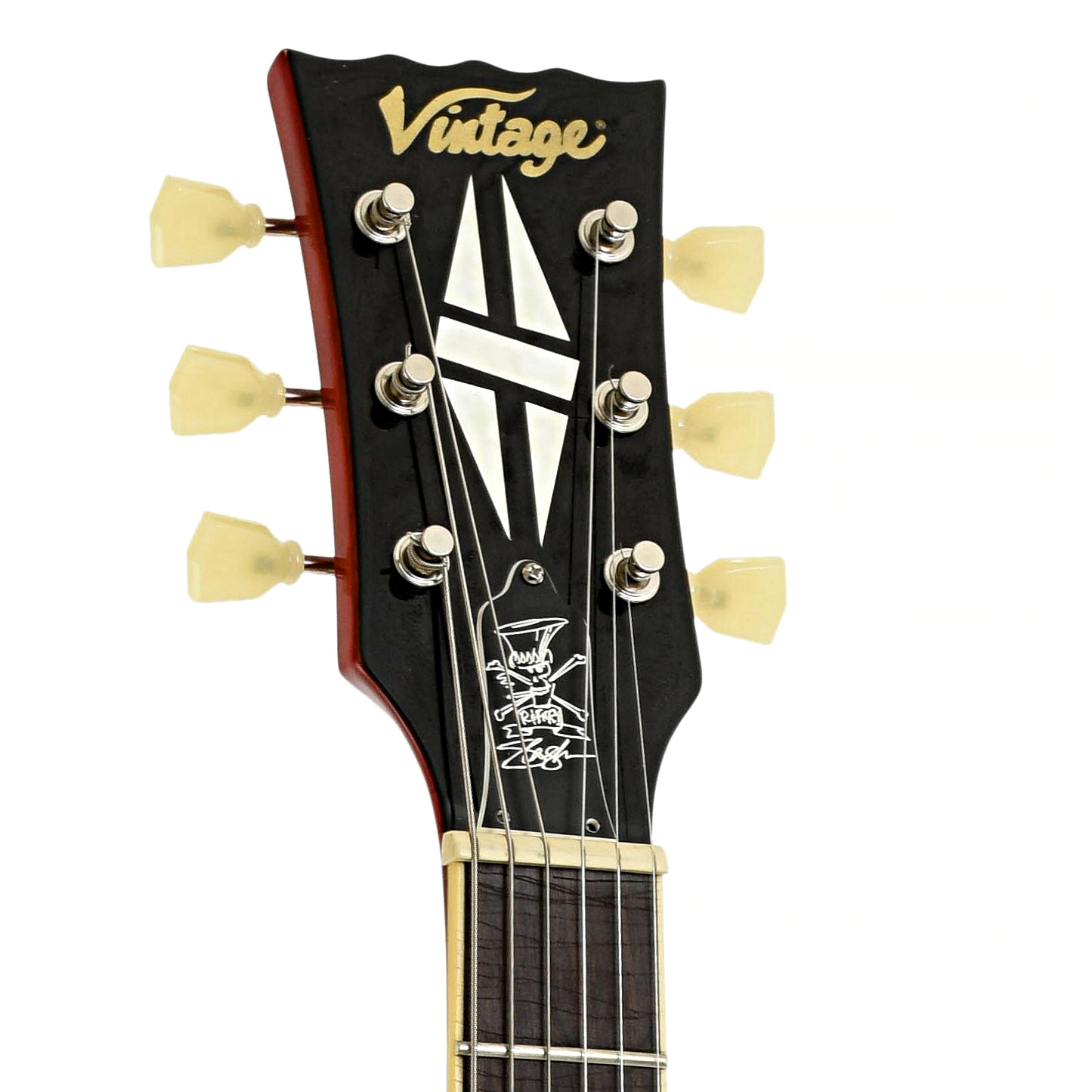 Headstock of Vintage V100AFD Electric Guitar