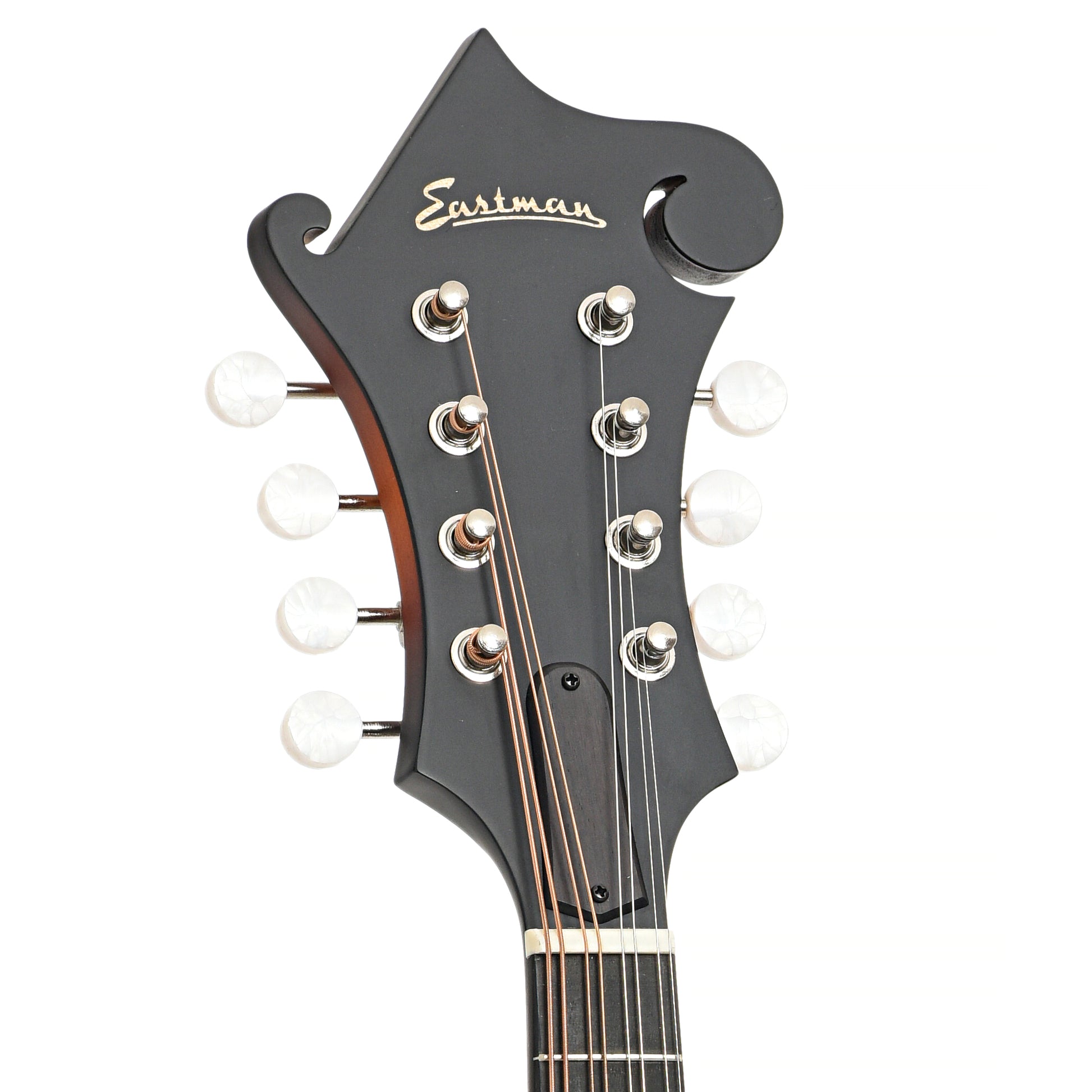 Front headstock of Eastman MD314E-SB Mandolin, Sunburst