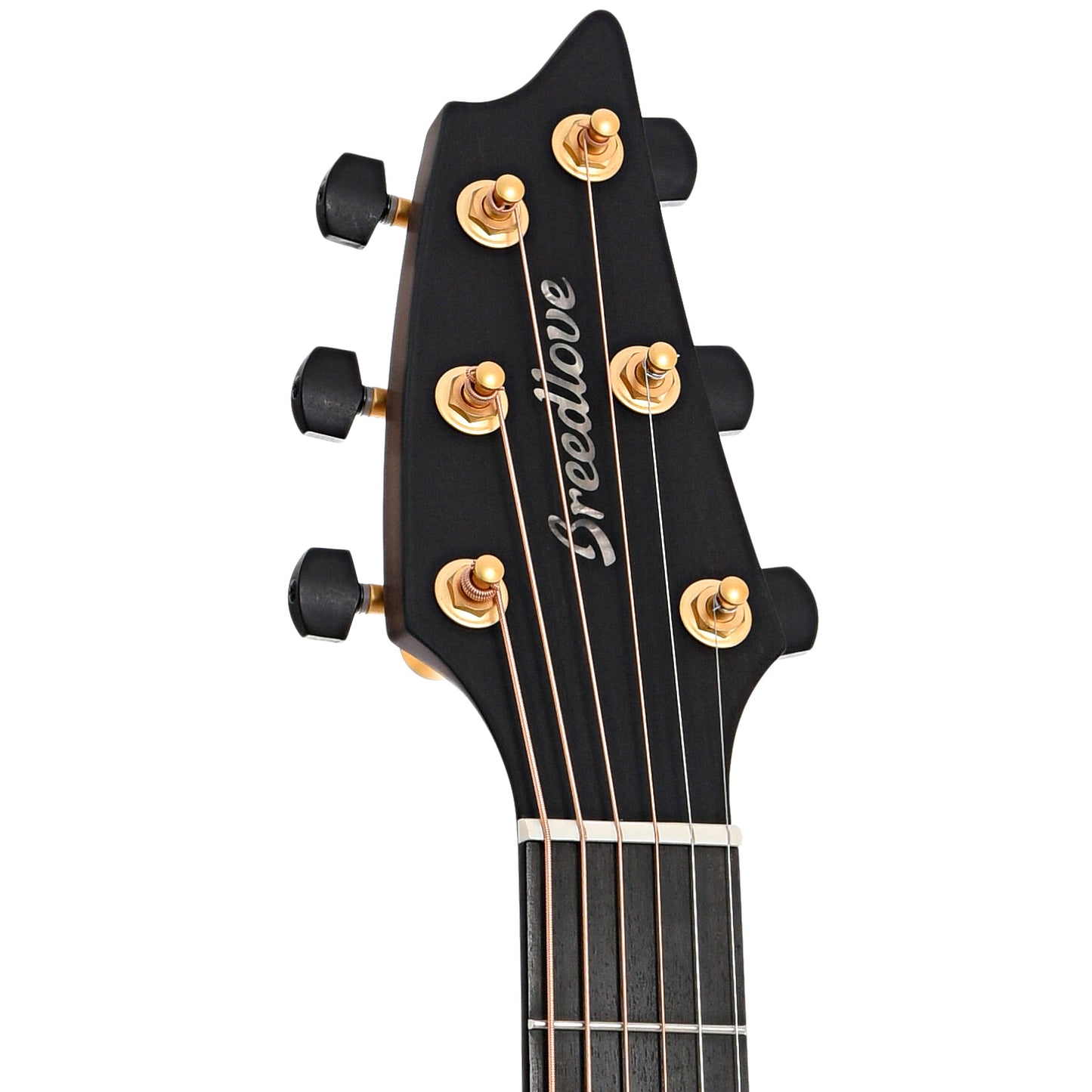 Front headstock of Breedlove Oregon Concert Saddleback CE Sitka-Myrtlewood Acoustic Guitar